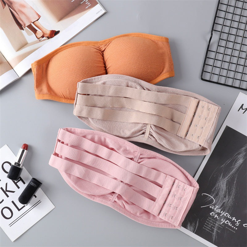 Summer Seamless Tube Top Underwear Backless Strapless Removable Padded Bra Women's Breathable Bandeau Crop Top