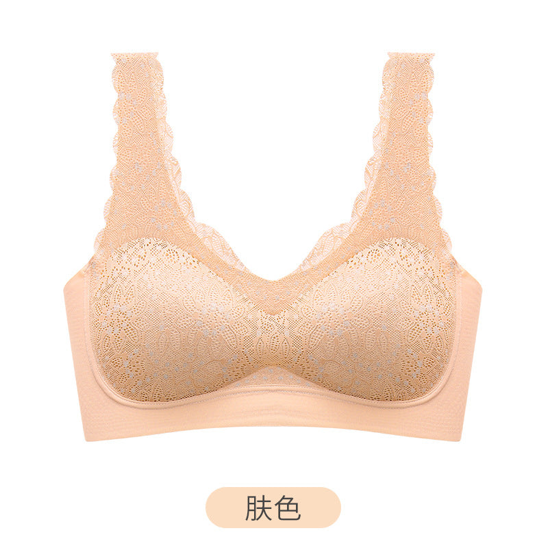 Thailand Latex Wireless Bra One-piece Gathered Underwear for Women Comfortable Lace Sleeping Bralette