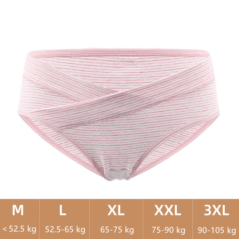 Women Under the Bump Maternity Panties Postpartum Underwear Soft Fabric Bikini Crossover Underpants Striped Pregnancy Panties