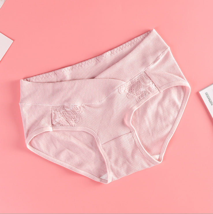 Low Waist Cotton Women Pregnancy Panties Under The Bump Lace Postpartum Briefs Criss-cross Maternity Underwear