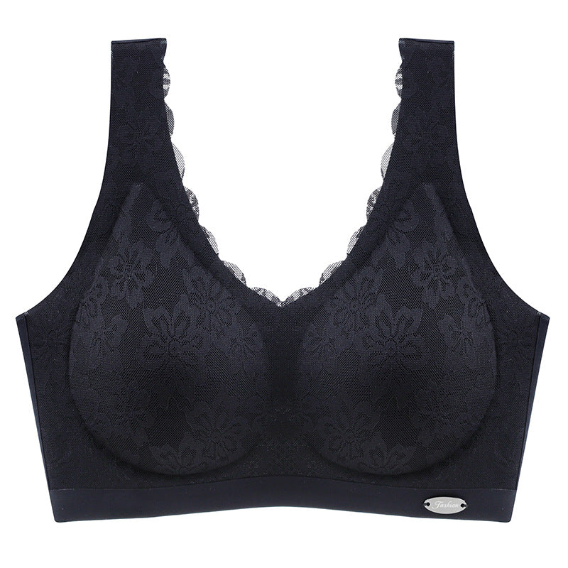 New Thai Latex Laser-Cut Bra Women Comfortable Push Up Wireless Bra Underwear Soft Women Lace Sleeping Bra
