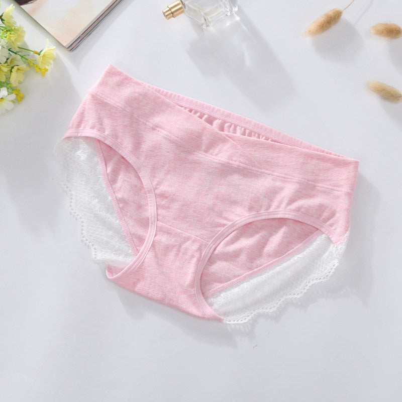High quality cotton pregnant women's briefs low waist lace belly support maternity support panties