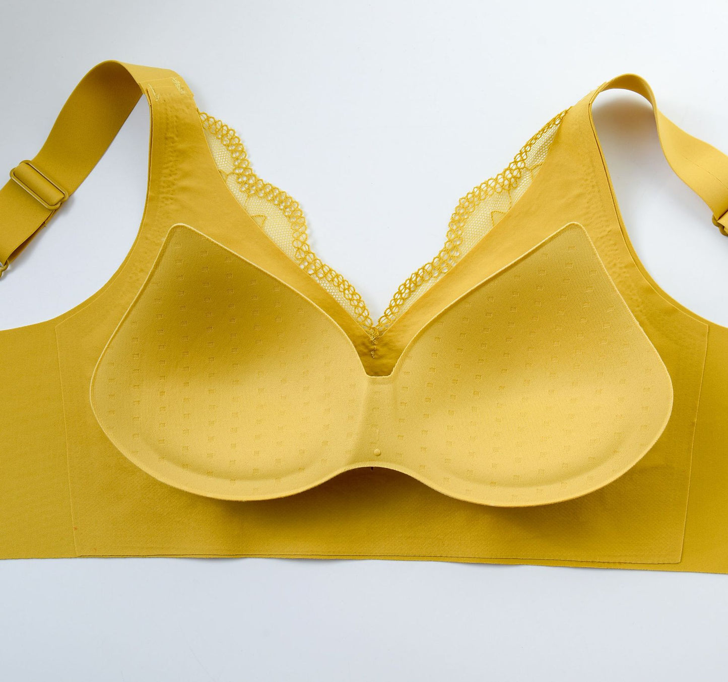 Latex Padded Wire Free Lace Bra Women's Sexy Push Up Bra Laser Cut Adjustable Corrector Bralette Anti-sagging