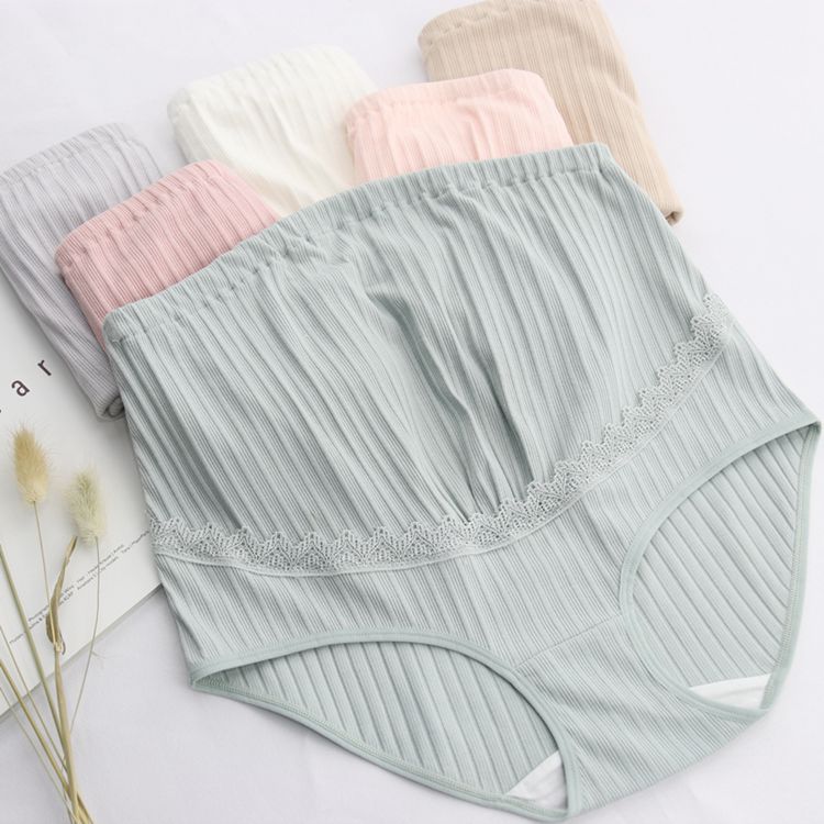 Breathable adjustable high waist pregnancy panties cotton ribbed pregnant briefs over the bump plus size maternity panties