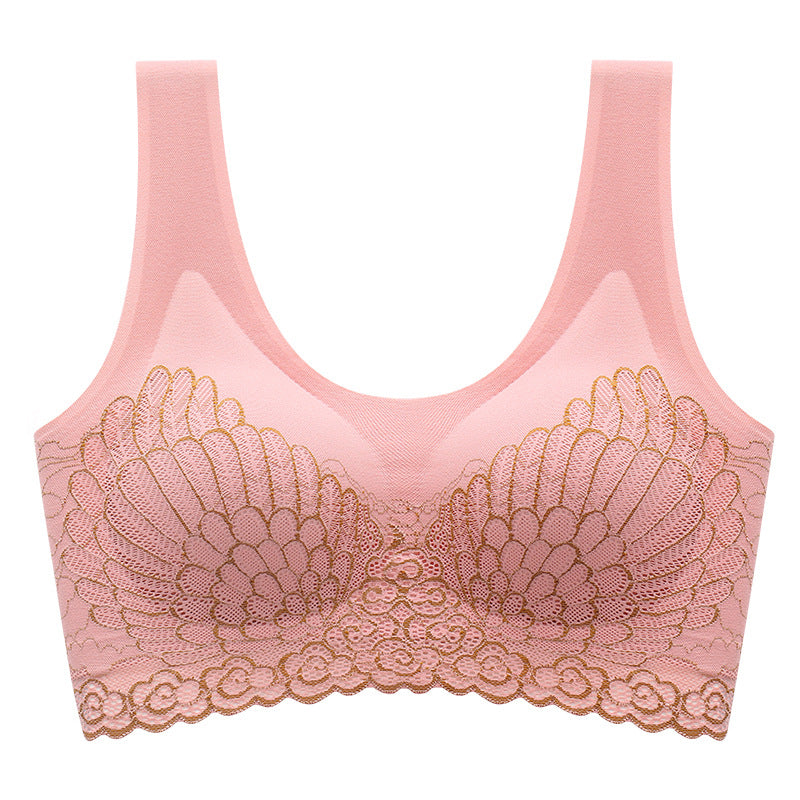 Women Comfortable Sexy Full Cup Bra Vest Lace Latex Padded Bralette One-Piece Wireless Plus Size Wire-free Bra