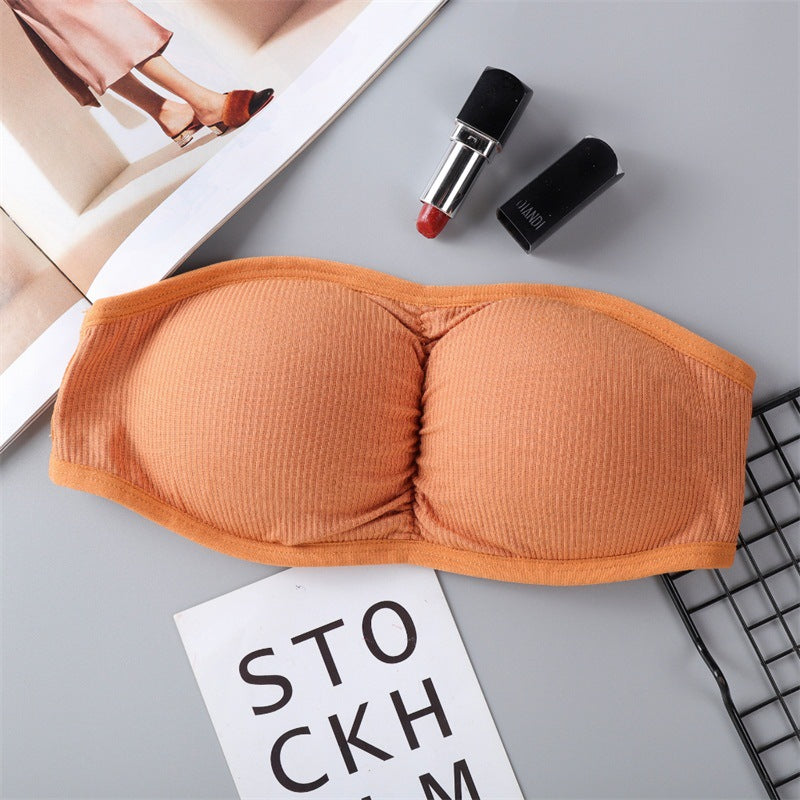 Summer Seamless Tube Top Underwear Backless Strapless Removable Padded Bra Women's Breathable Bandeau Crop Top