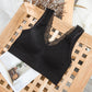 High-quality In-stock Lace Seamless Bra Padded For Women Sexy V-neck Padded Bra Tops Wirefree Ribbed Bralette Underwear