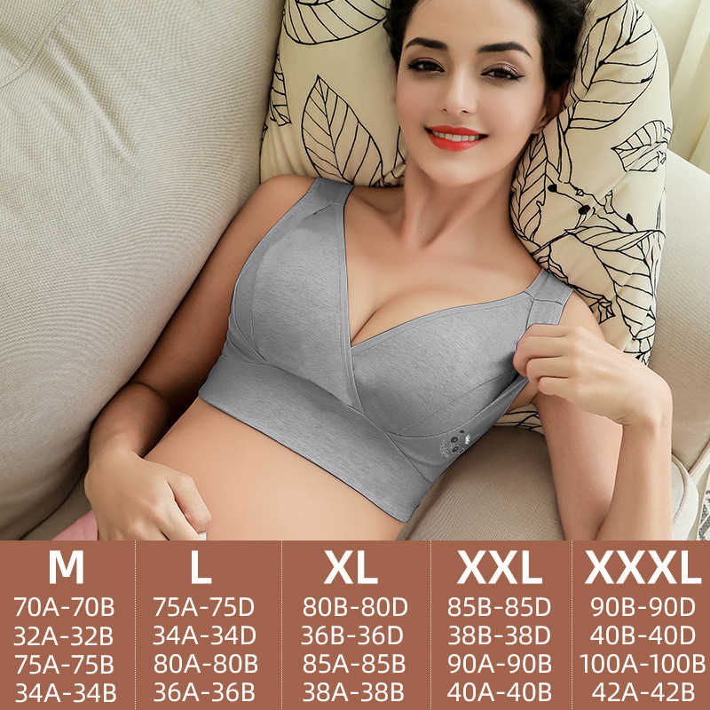 High elastic breathable wireless nursing bra cotton side closure breastfeeding underwear removable padded maternity bra