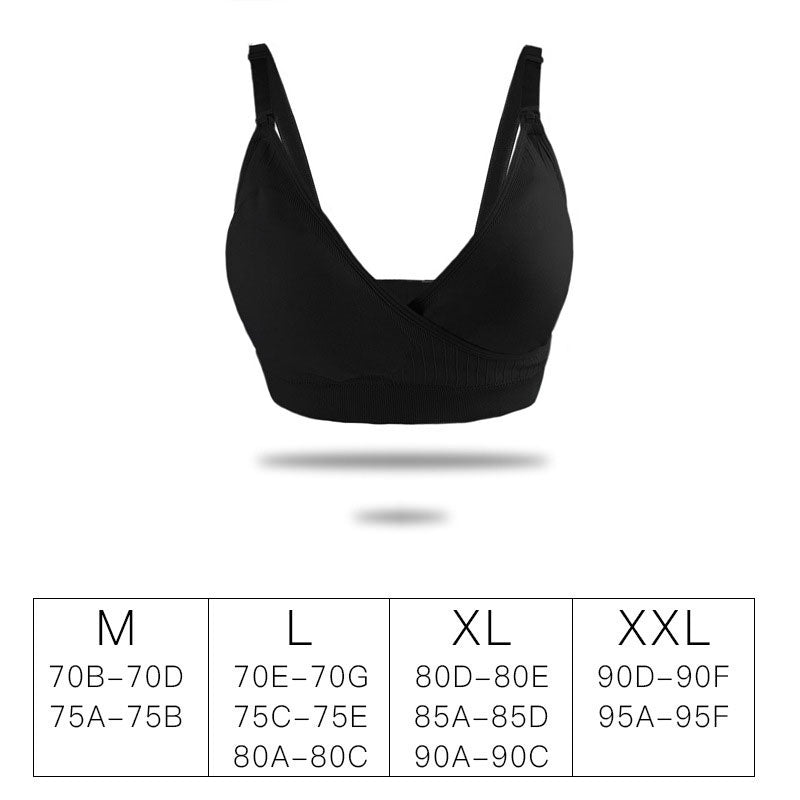 Seamless V Neck Cross-Criss Nursing Bra Breastfeeding High Elastic Wireless Removable Padded Maternity Feeding Bra