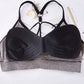 Sexy breathable sport fitness vest brief set letter print removable pad bra women's backless bandage seamless sport bra top