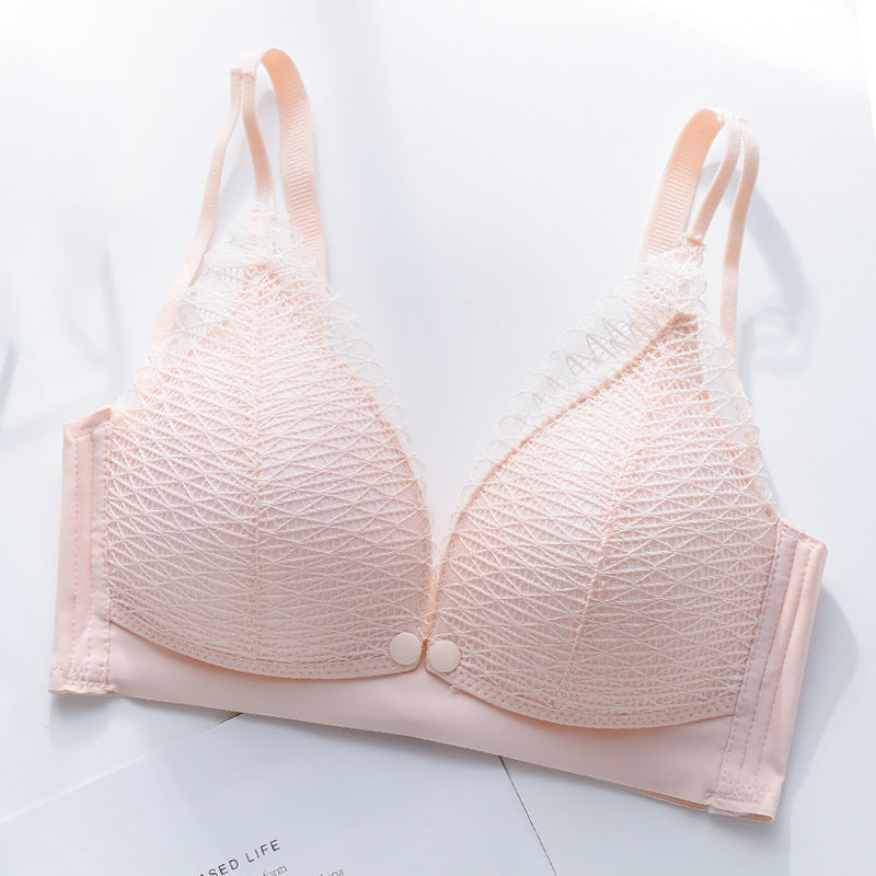 Soft Lace Breastfeeding Bra Gathered Nursing Underwear Comfortable Baby Feeding Pregnant Women's Lingerie Bras Front Open Buckle