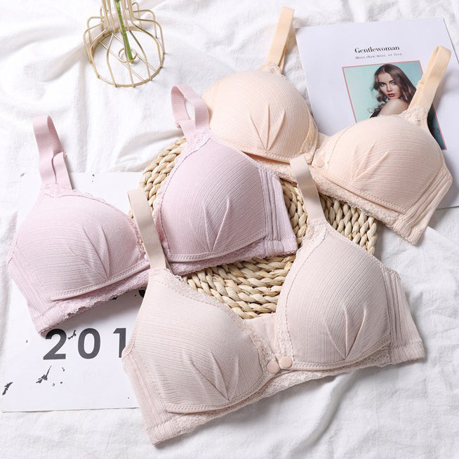 Women Maternity Bra Breastfeeding Supporting Bust Feeding Bra Front Open Adjustable Shoulder Straps Cotton Nursing Bra