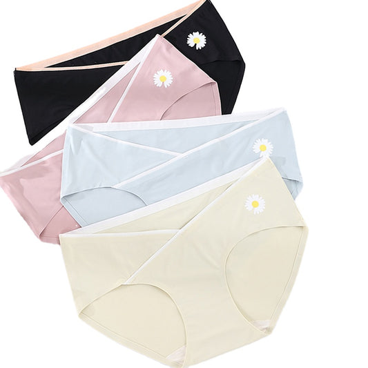 Laser Cutting Pregnant Women's Underwear Breathable  Maternity Panties Criss-cross Belly Support Pregnancy Briefs Big Size