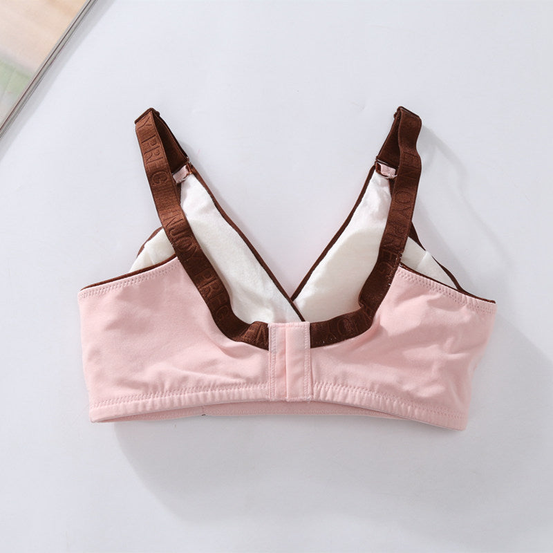 Removable padded maternity cotton bow cross-criss convenient postpartum nursing bra women's wireless push up breastfeeding bra