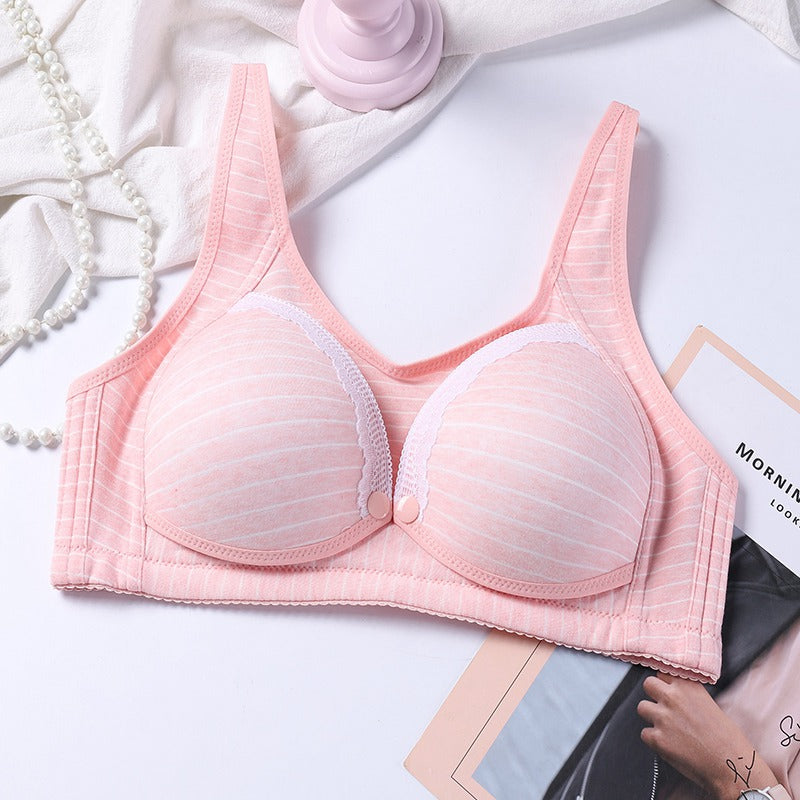 Women Wireless Baby Feeding Bra Full Bust Adjustable Straps Nursing Soft Maternity Bra Front Button Closure Breast Feeding Bra