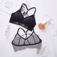 Sexy breathable sport fitness vest brief set letter print removable pad bra women's backless bandage seamless sport bra top