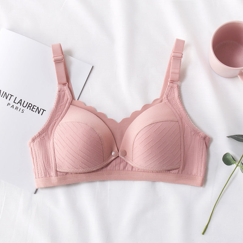 High-Quality Cotton Breastfeeding Nursing Bra Front Open Button Thin Comfortable Maternity Bra Solid Color Pregnancy Underwear