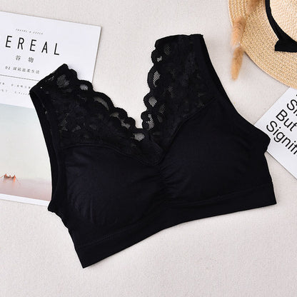 Ladies sexy lace bra comfortable removable pad full cup vest wire free seamless bra underwear
