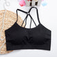 Ladies Fitness Underwear Removable Padded Crossing Open Back Halter Seamless Yoga Sport Bra Top