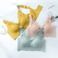 Latex Padded Wire Free Lace Bra Women's Sexy Push Up Bra Laser Cut Adjustable Corrector Bralette Anti-sagging