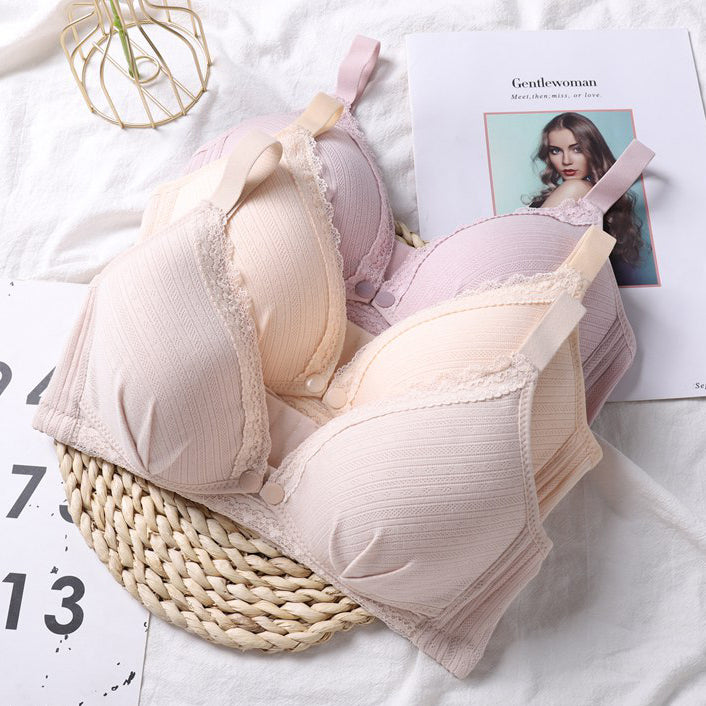 Women Maternity Bra Breastfeeding Supporting Bust Feeding Bra Front Open Adjustable Shoulder Straps Cotton Nursing Bra