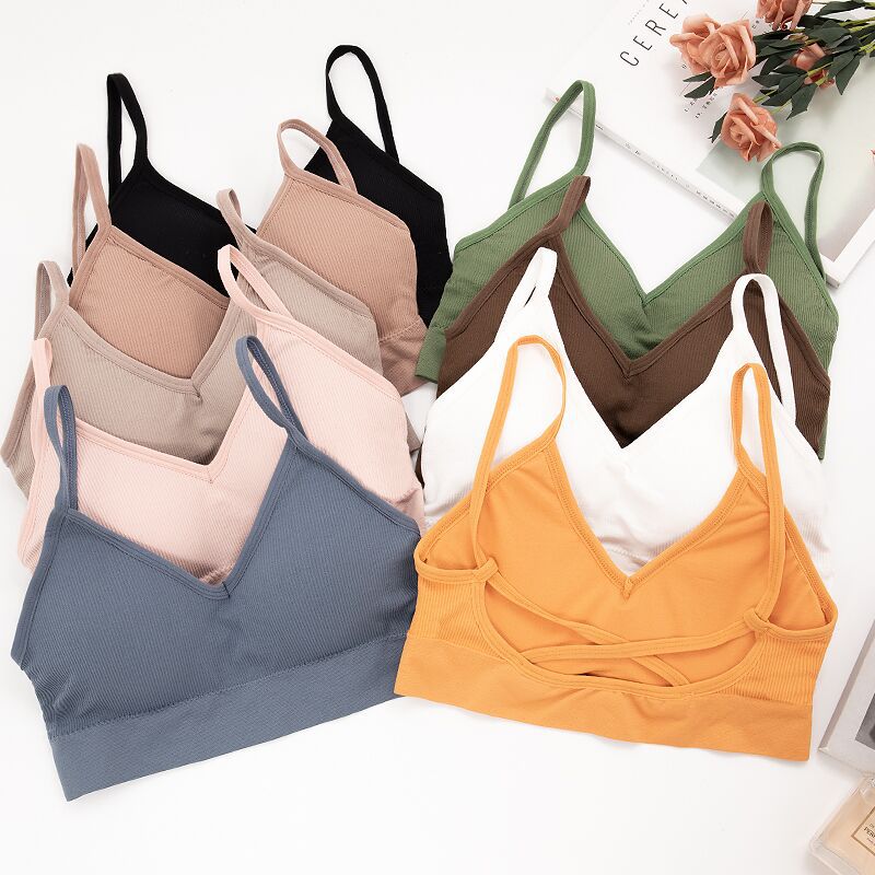 Young Girls Sexy Removable Padded Fitness Bra Full Cup Backless Breathable Comfortable Wireless Seamless Sport Yoga Bra