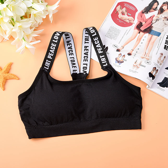 Summer back crisscross letter removable pad breathable sport bra soft sexy women yoga underwear bralette