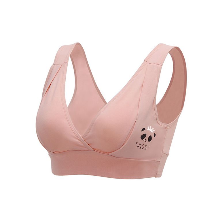 High elastic breathable wireless nursing bra cotton side closure breastfeeding underwear removable padded maternity bra