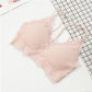 Wholesale seamless elastic double straps bralette girls removable padded camisole sexy v neck lace tube top wireless sports bra