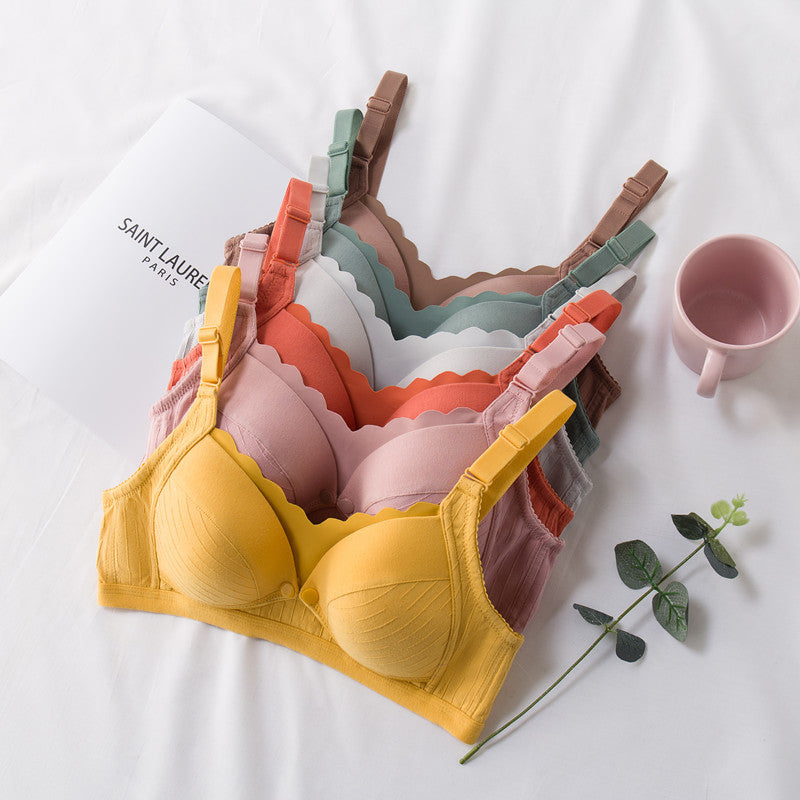 High-Quality Cotton Breastfeeding Nursing Bra Front Open Button Thin Comfortable Maternity Bra Solid Color Pregnancy Underwear