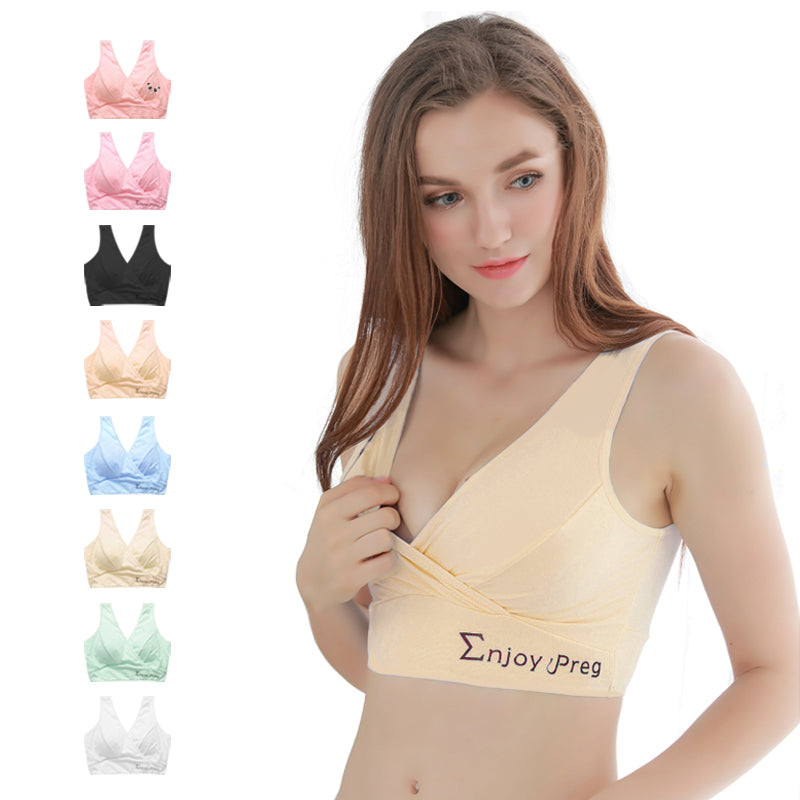 Breathable Cotton Pregnant Women's Underwear Criss-Cross Vest Removable Pad Wireless Pregnancy Nursing Bra