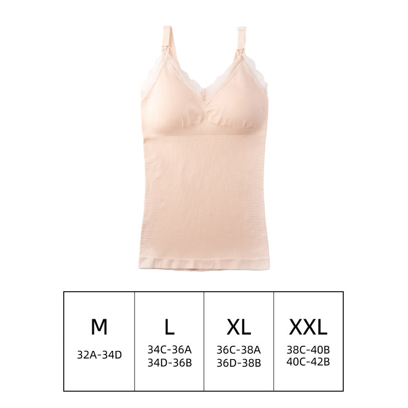 Women's Seamless Nursing Bra Maternity Underwear Bra with Padding Threaded Shapewear Waist Slimming Clothes Tank Top