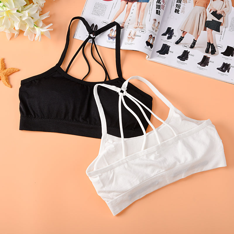 Ladies Fitness Underwear Removable Padded Crossing Open Back Halter Seamless Yoga Sport Bra Top