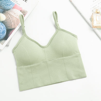 Women sports bra backless U-shaped camisole sexy removable padded yoga top wire free sports bra