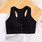 Summer Removable Pad Front Open Button Yoga Sports Bra Sexy Cardigan Tank Tops Sleeveless Fitness Camisole