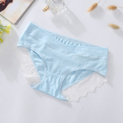 High quality cotton pregnant women's briefs low waist lace belly support maternity support panties