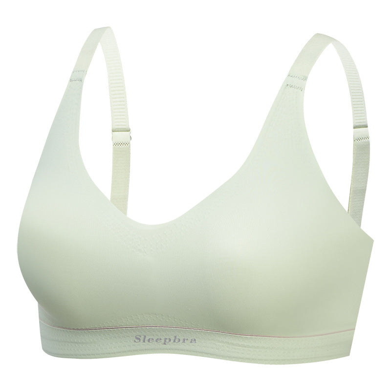 Summer Thin Seamless Sling-type Underwear Women's No Steel Ring Small Chest Gathers and Collects Vice Breast Sports Latex Bra