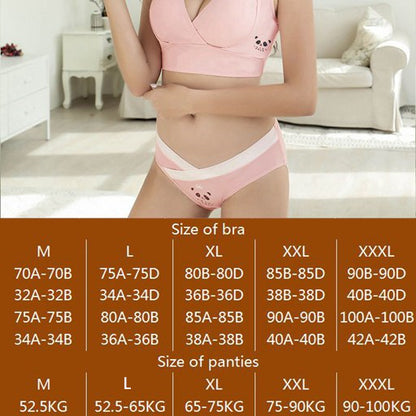 Plus Size Cotton Pregnancy Maternity Underwear V Neck Cross-Criss Wireless Breastfeeding Bralette Panties Briefs Nursing Bra Set