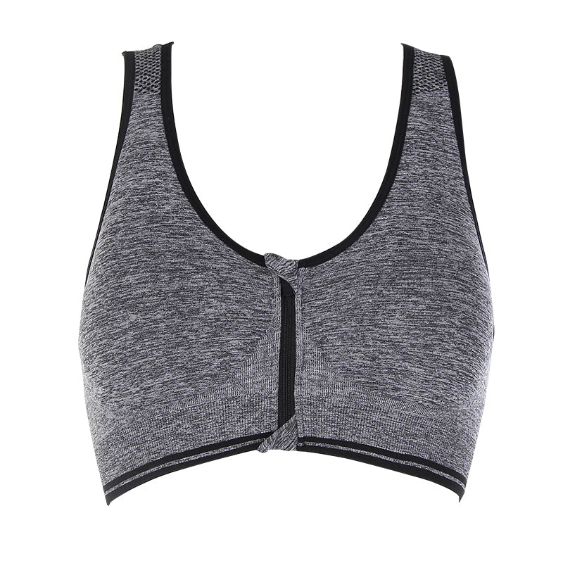 Front zipper sports bra shockproof breathable running vest yoga top wire free fitness yoga bra for women