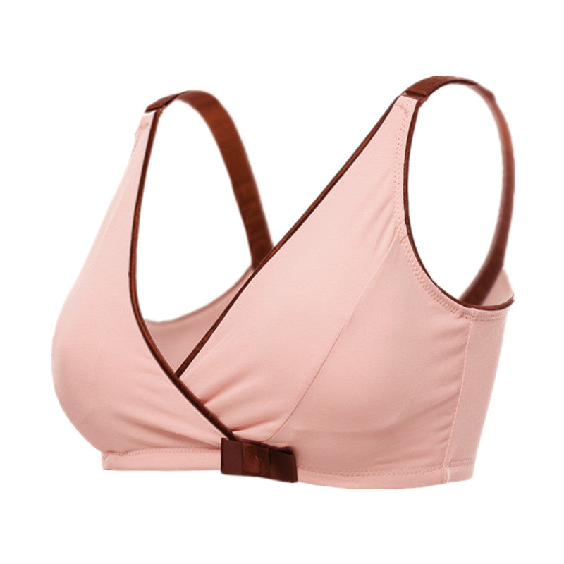 Removable padded maternity cotton bow cross-criss convenient postpartum nursing bra women's wireless push up breastfeeding bra