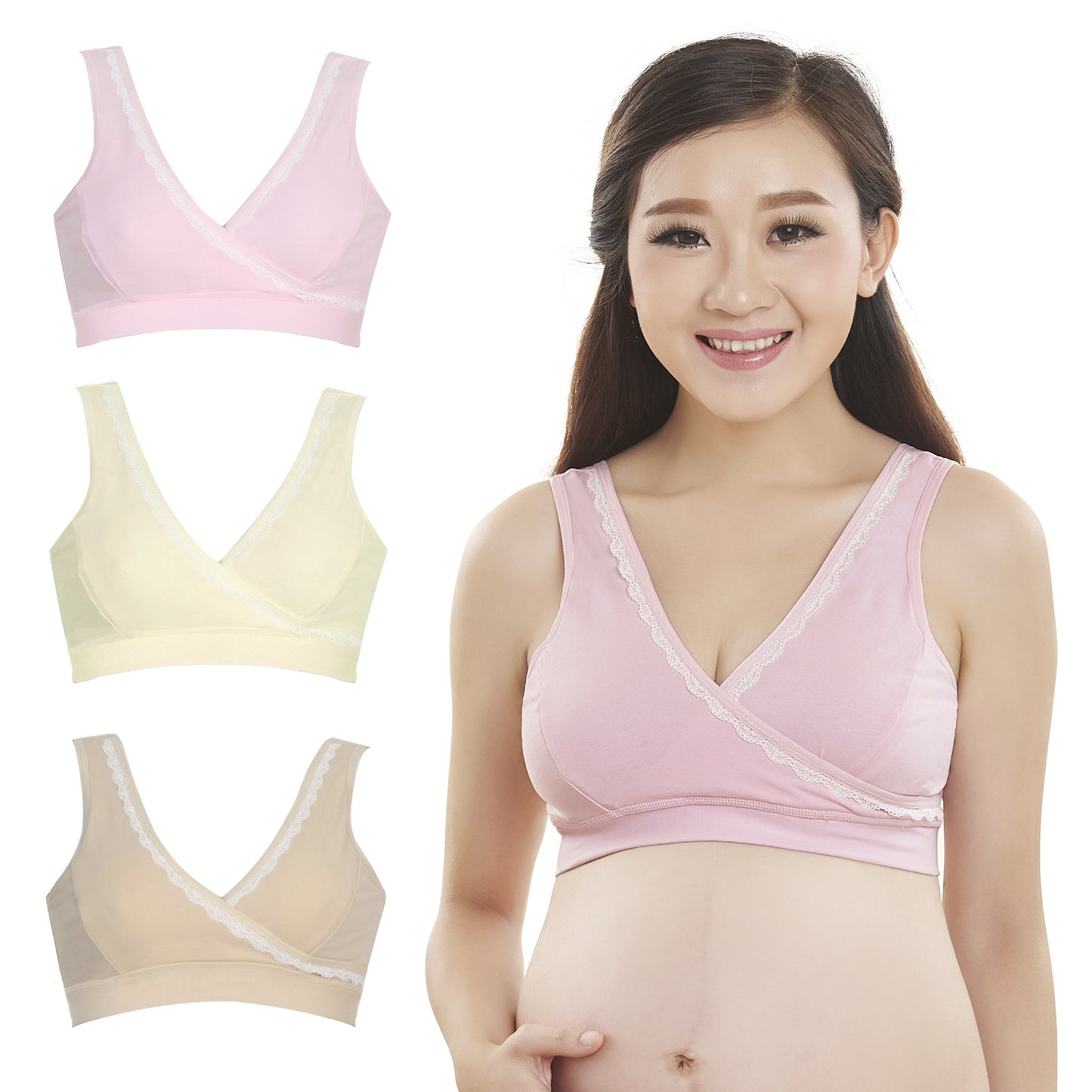 Pregnancy Bralette Comfortable Cotton V Neck Criss-Cross Nursing Bra Breastfeeding Elastic Push Up Maternity Feeding Bra