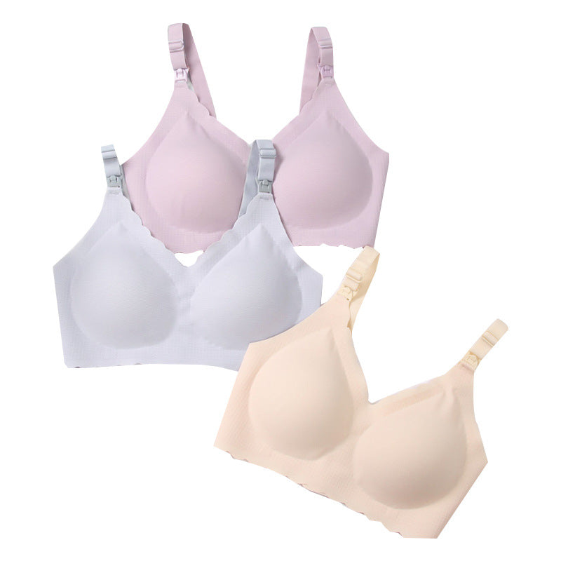 Laser Cutting Breastfeeding Nursing Bra Front Open Vest Bra Nursing Breathable Wireless Maternity Bra With Removable Padded