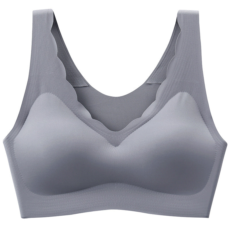 Wholesale Laser Cutting Ice Silk Bra Bralette Crop Top Comfortable Girls Sports Yoga Bra One Piece Underwear for Women