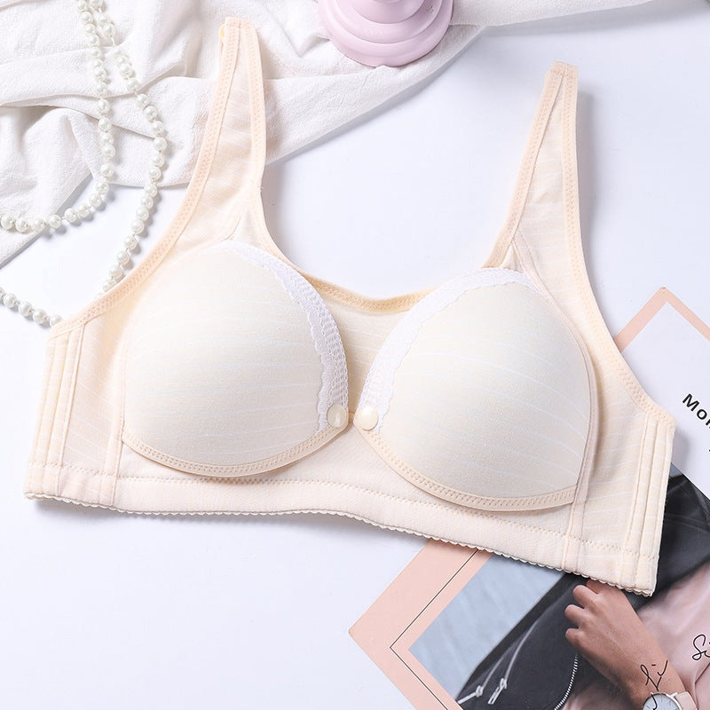 Women Wireless Baby Feeding Bra Full Bust Adjustable Straps Nursing Soft Maternity Bra Front Button Closure Breast Feeding Bra