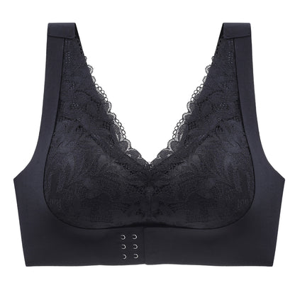 Front Closure Fashionable Lace Bra Ladies Sexy Push Up Bra Laser Cut Adjustable Corrector Bralette
