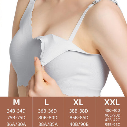 Laser Cutting Breastfeeding Nursing Bra Removable Padded Full Cover Bra Nursing Breathable Wireless Maternity Bra