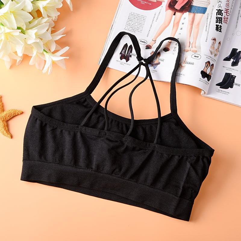 Summer back crisscross letter removable pad breathable sport bra soft sexy women yoga underwear bralette