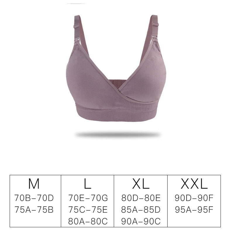 Seamless V Neck Cross-Criss Nursing Bra Breastfeeding High Elastic Wireless Removable Padded Maternity Feeding Bra