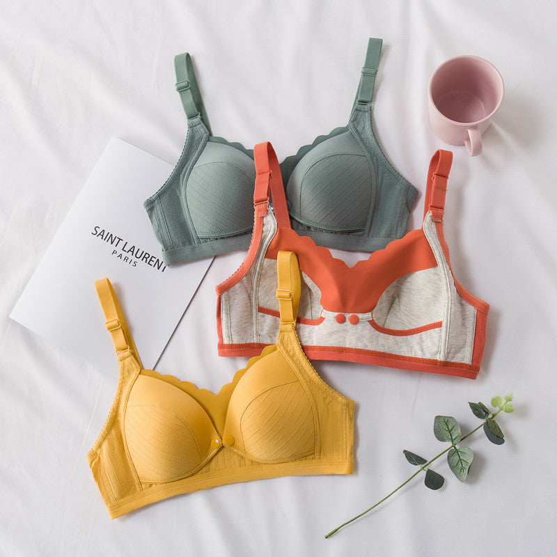 High-Quality Cotton Breastfeeding Nursing Bra Front Open Button Thin Comfortable Maternity Bra Solid Color Pregnancy Underwear