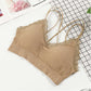 Wholesale seamless elastic double straps bralette girls removable padded camisole sexy v neck lace tube top wireless sports bra